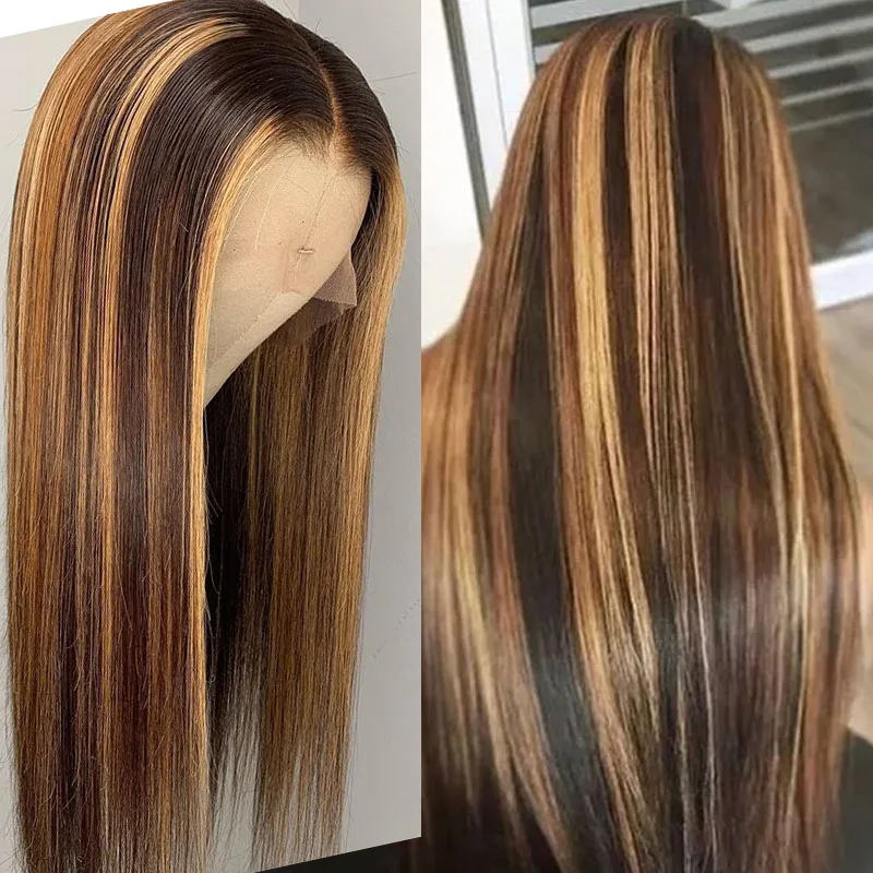 Медовый блонд подчеркивающий 360 парик с фронтальной тесьмой длинные прямые