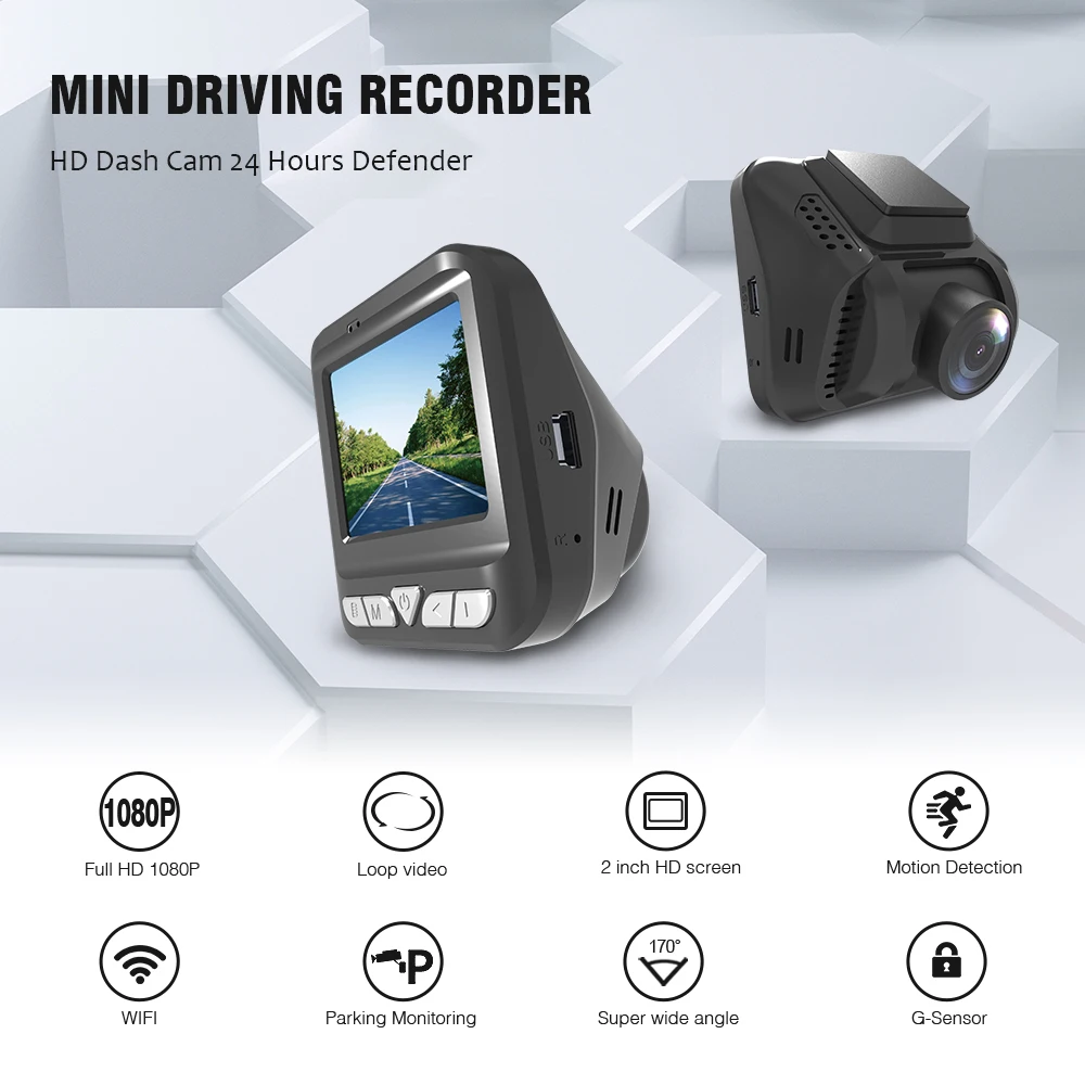 Автомобильный видеорегистратор NT96972 Chip FHD 1080P Mini 2 0 дюйма с Wi-Fi G-сенсор