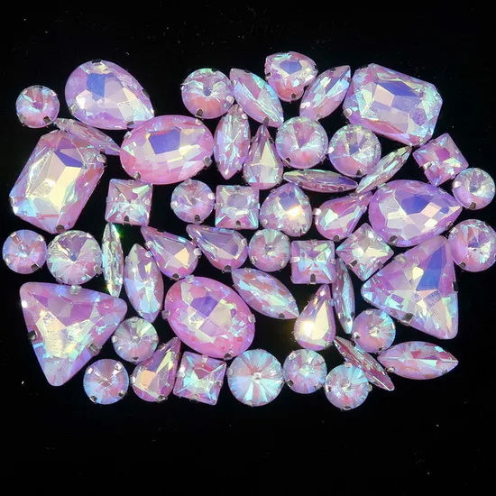 A39 Violet AB 50 шт./пакет формы микс серебро коготь Установка ясный и желейные конфеты стеклянные стразы цвета Кристалл пришить стразы торжественное платье туфель и сумки diy кружевной отделкой - Цвет: A39 Violet AB