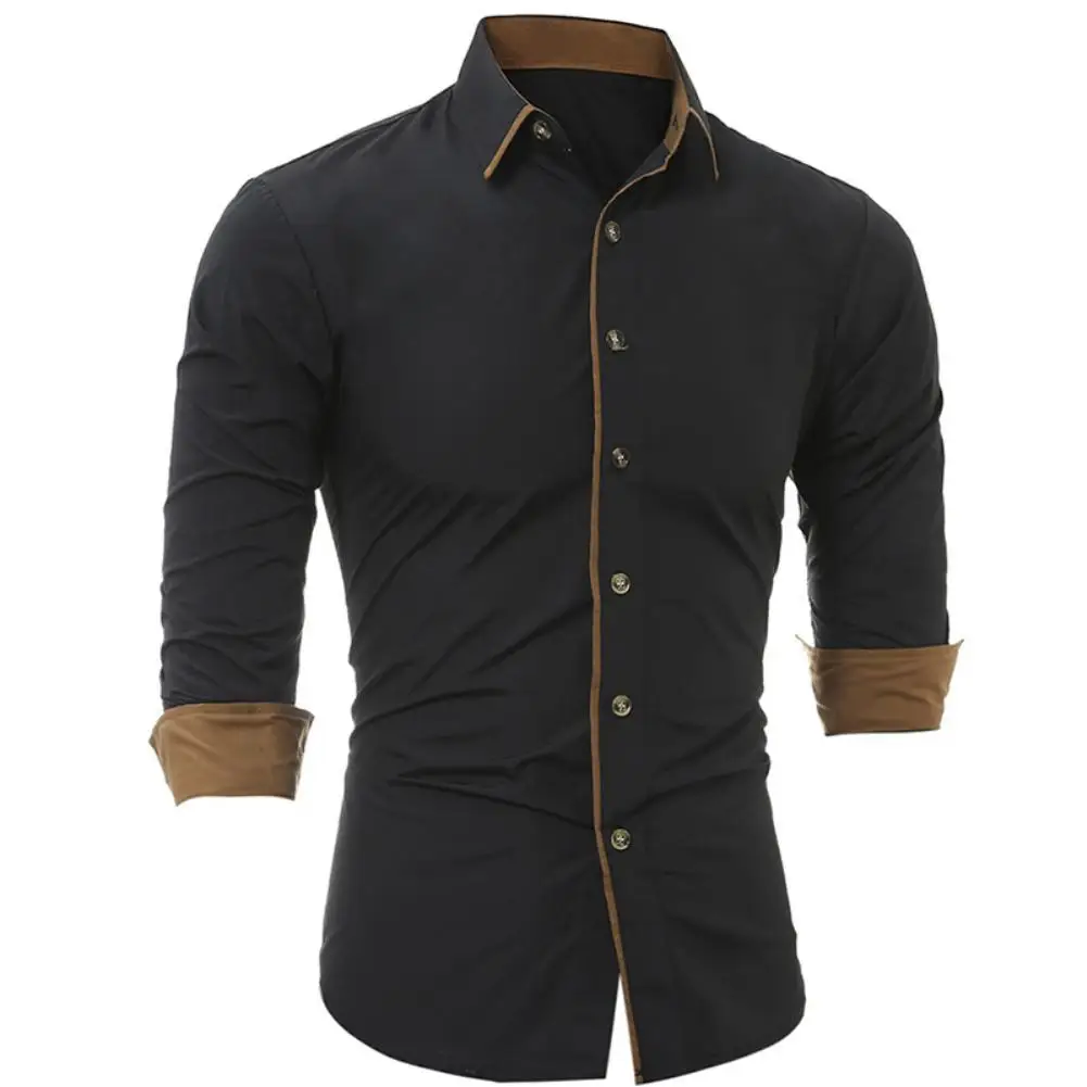 

Casual Men Solid Color Long Sleeve Buttons Down Shirt Cotton Plus Size Blouse
