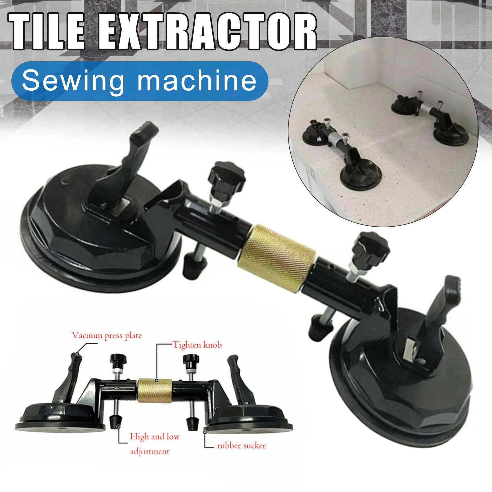 

Adjustable Suction Cup Stone Seam Setter for Pulling and Aligning Tiles Flat Surfaces MD7