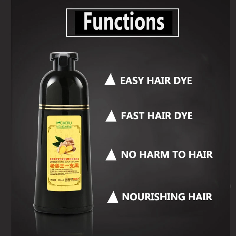 Шампунь Mokeru для окрашивания черных и белых волос стойкий натуральный имбирный