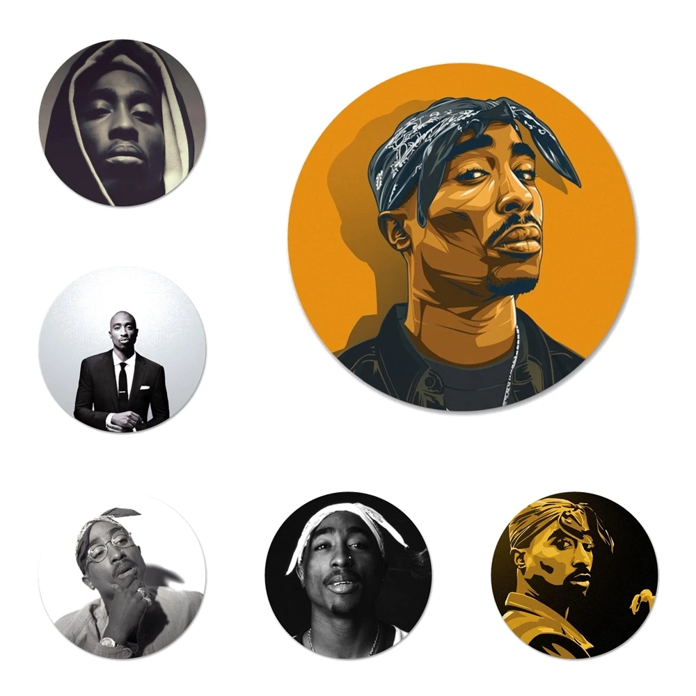 

58mm 2pac Tupac Icons Pins Badge Decoration Brooches Metal Badges For Clothes Backpack Decoration