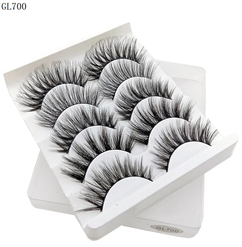 5 пар 3D Мягкие Накладные ресницы натуральные грязные перекрещивающиеся пушистые