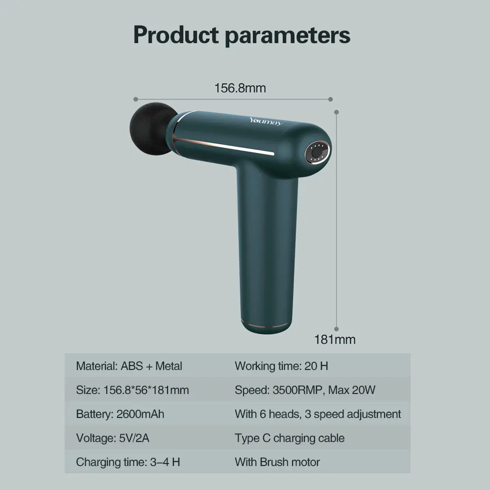 

Youmay Massage Gun Electric Neck Massager Deep Tissue Muscle Massager Pain Relief Fascia Gun Body Relaxation Slimming Shaping