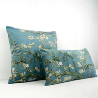 van gogh almond blossom velvet cushion cover sofa pillow cover car chair cushion case double sided printing without stuffing