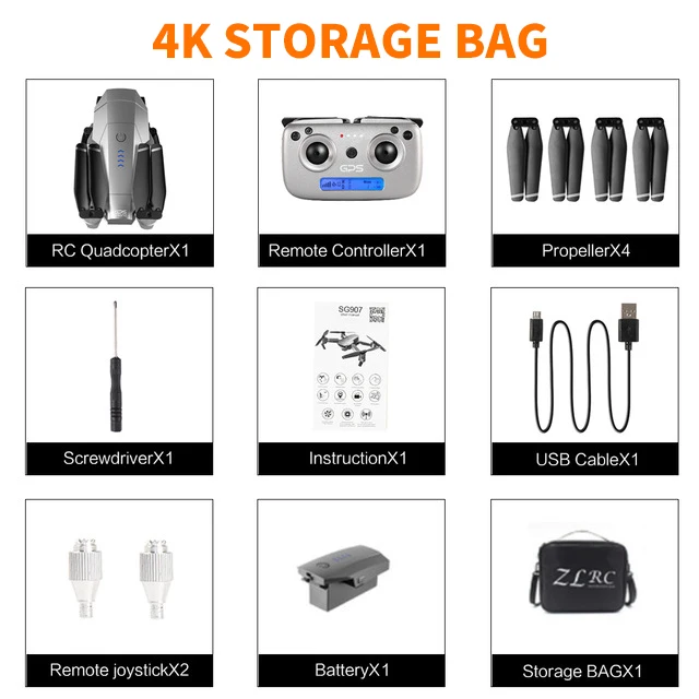 4K Storage Bag Gps FOLLOW ME wifi FPV Квадрокоптер складной Дрон 4K 1080P HD камера Анти-тряска 50 раз зум RC вертолет Профессиональный 4K Дрон - Цвет: 4K Storage Bag