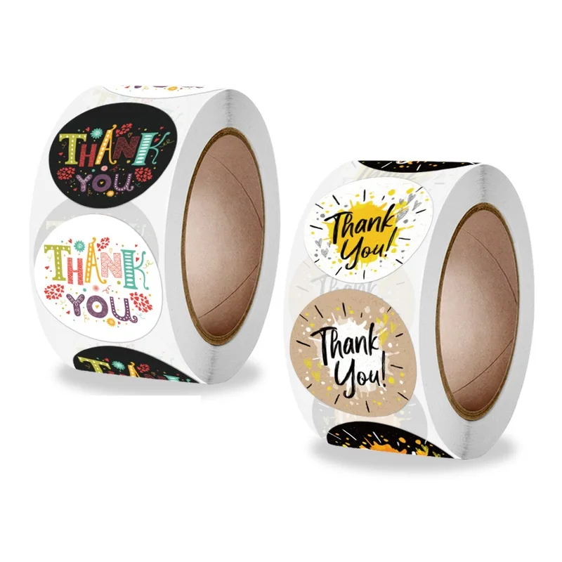 

500pcs/Roll2.5cm/1inch Round New Model Thank You Sticker Wedding Gift Wrapping Label Holiday Party DIY Handmade Articles