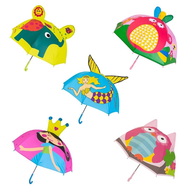  Cute Children Umbrella Animation Creative Cartoon Long-handled 3D Ear Modeling Kids For Boys Girls Gift | Дом и сад
