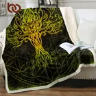 Роскошное Одеяло BeddingOutlet, s для кровати, древо жизни, шерпа, Флисовое одеяло, золотое, черное пушистое одеяло, цветочные плюшевые покрывала