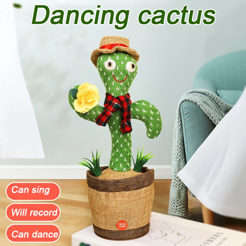 

Cactus Plush Toy Electric Shaking Head Sing And Dancing Cactus Holiday Decoration Kids Educational Toys NSV