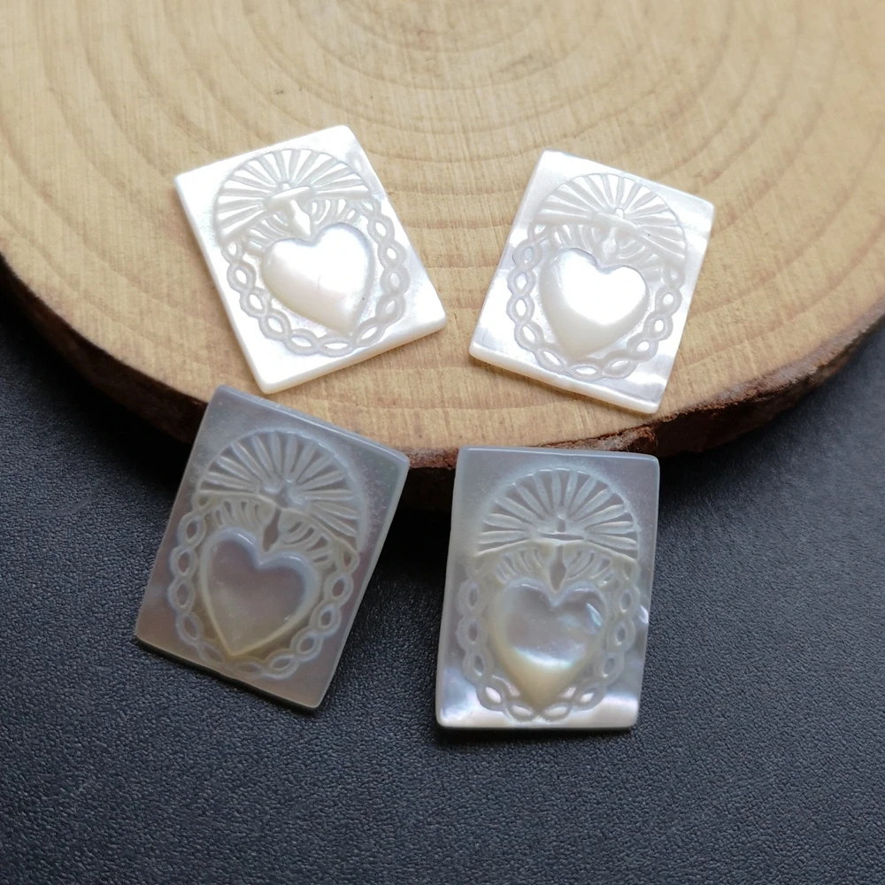 30pcs/lot 12x16mm Natural Rectangle Sacred Heart Mother of Pearl Shell for DIY Jewelry | Украшения и аксессуары