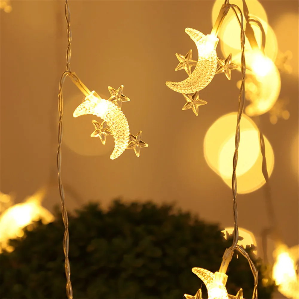 Светодиодная гирлянсветильник со звездами и луной мерцающие гирлянды на