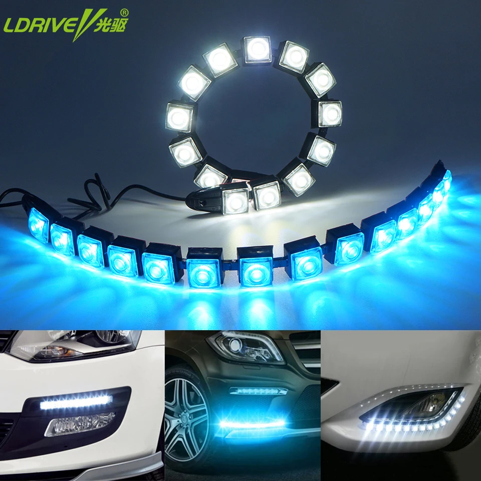 

Car COB LED DRL Driving Fog Light Flexible Daytime Running Light with Turn Signal For Toyota Nissan Hyundai Kia Mazda Honda