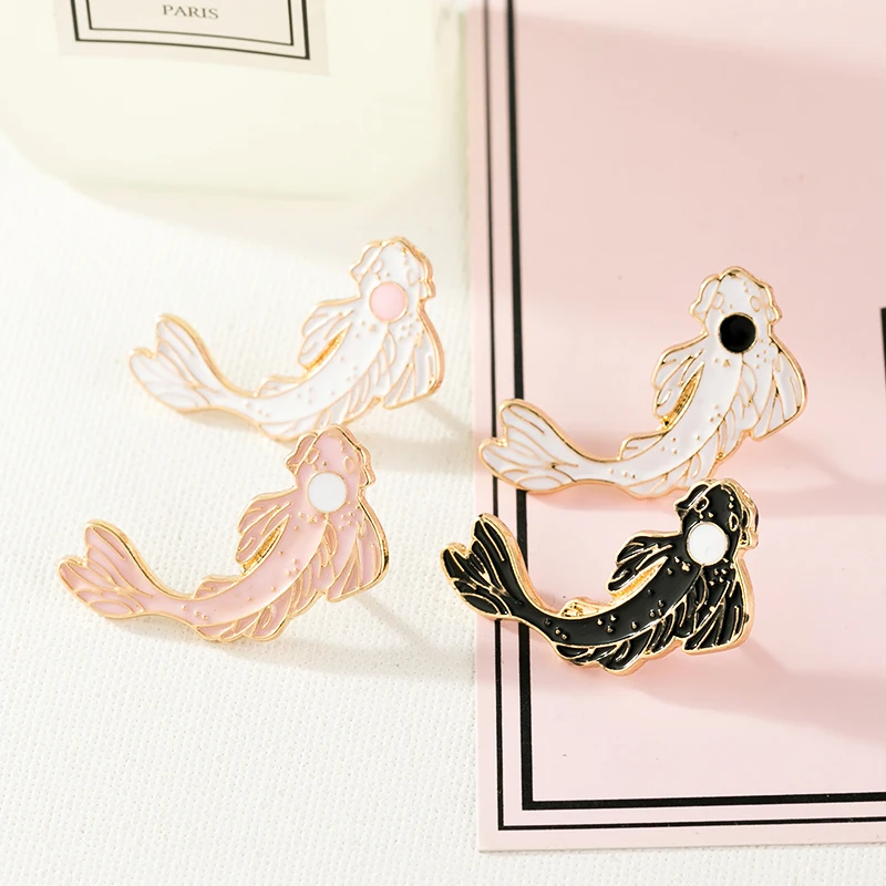 4 шт./компл. заколки Инь Ян кои Мультяшные рыбки брошь Карп значки джинсовые