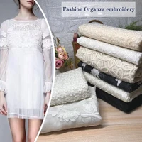 white fashion organza embroidery embroidery fabric high end clothing breathable fabric wedding dress curtain fabric