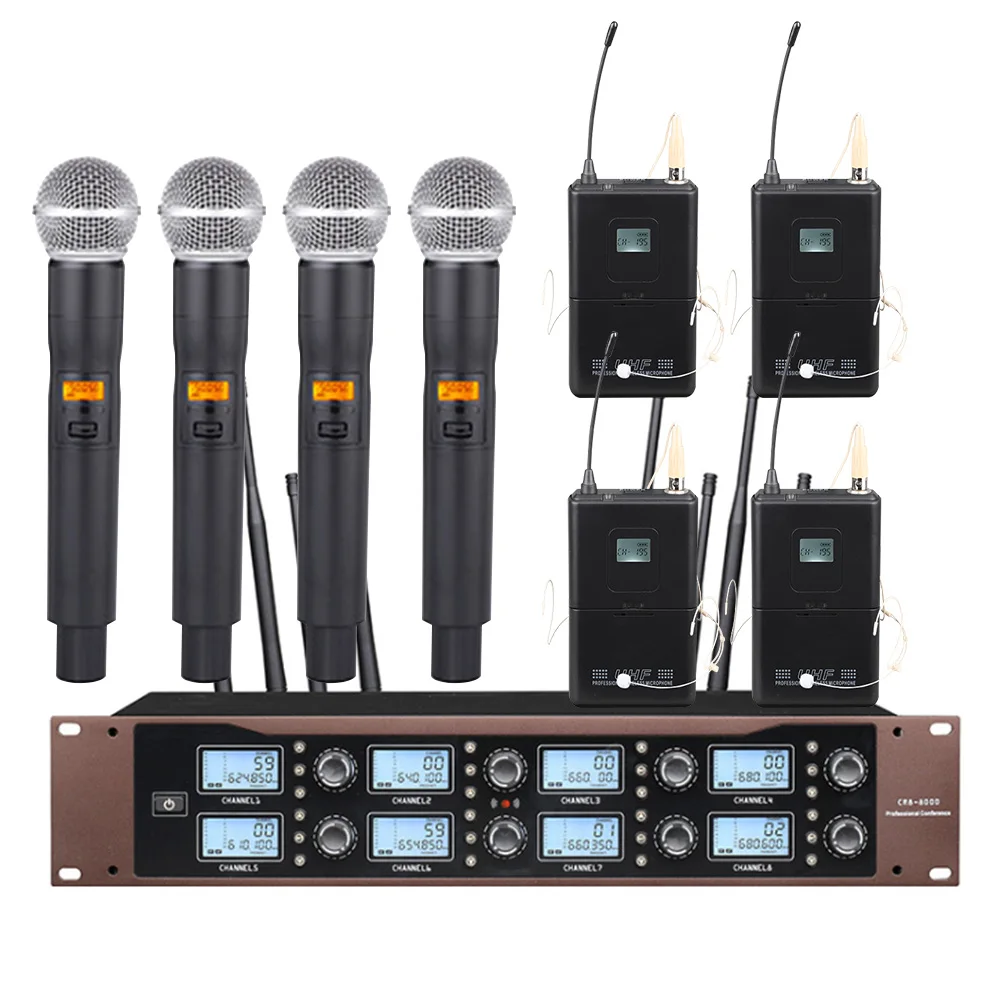 

Professional wireless UHF microphone 8 channel handheld microphone conference condenser microphone church school lecture