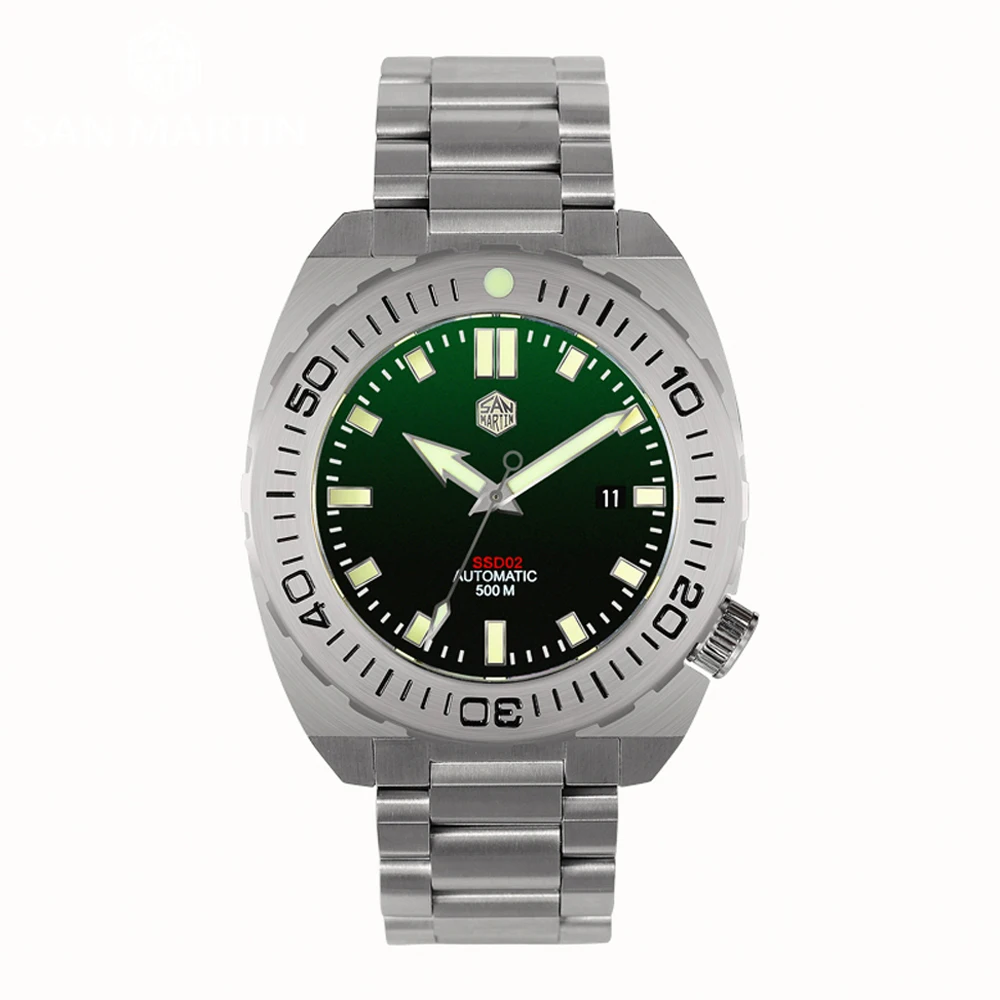 Green SW200 San Martin Diver часы Мужские механические часы Автоматические сапфировые водонепроницаемые 500 м светящиеся из нержавеющей стали Ограниченная серия - Цвет: Green SW200