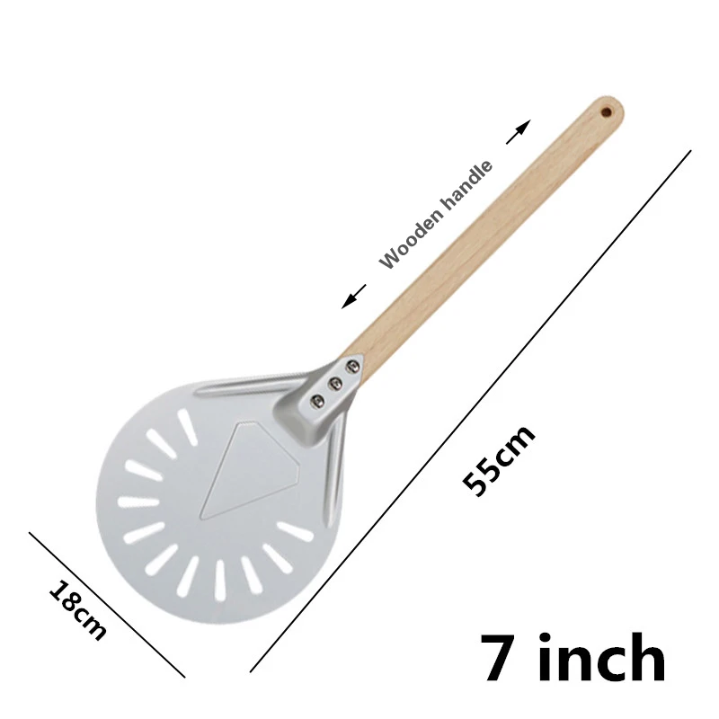 

7 8 9 дюймов перфорированная лопатка для пиццы, поворотная лопата, алюминиевая деревянная ручка, лопатка, короткий инструмент, нескользящая р...