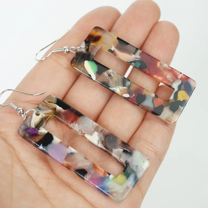 Новые модные круглые акриловые серьги Cpop для женщин цветные прямоугольные серые