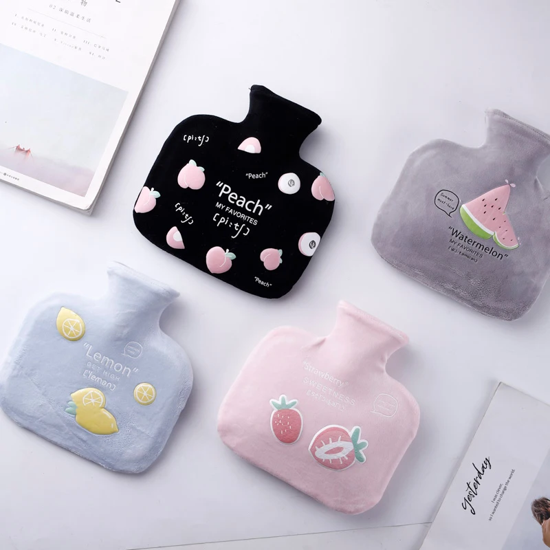 1000 мл бархатная резиновая Корейская портативная бутылка для грелки в фруктовом