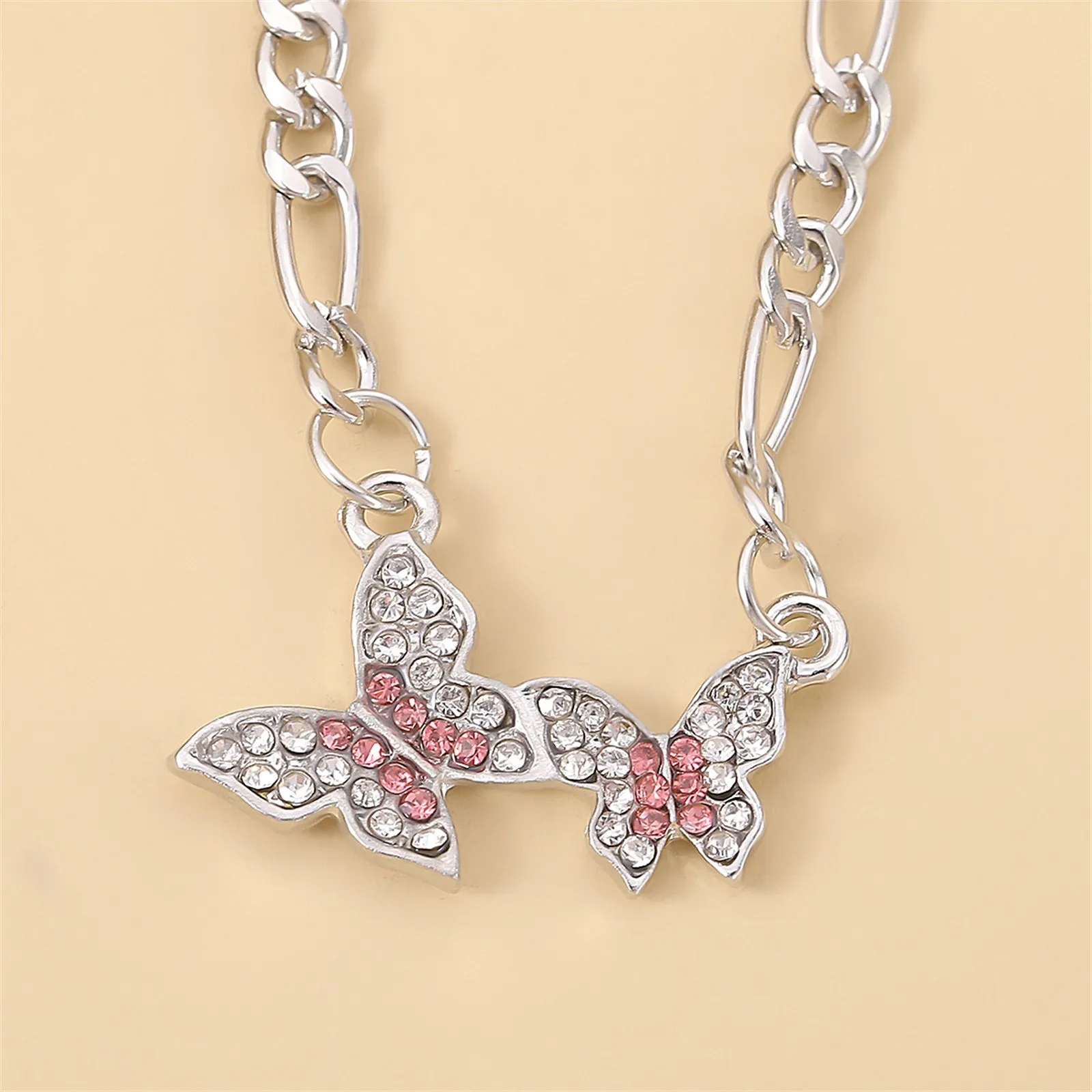 

Fashion Trendy Ladies Earrings Necklace Butterfly Glass Rhinestone Accessories Personality Street Simple Style Fashion Jewelry