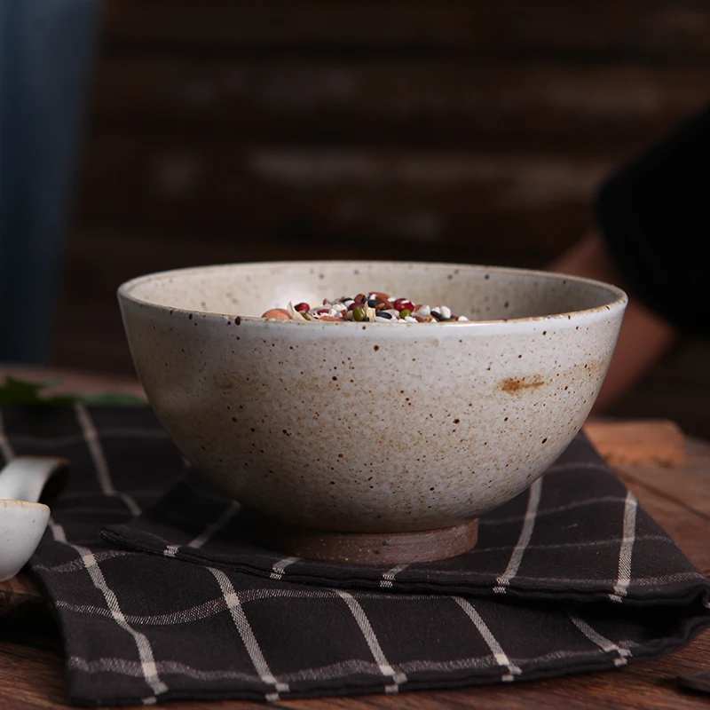 FANCERTY Japanese Retro Creative Ceramic Rice Bowl Stoneware Personality Household Surface Fruit Breakfast Cereal | Дом и сад