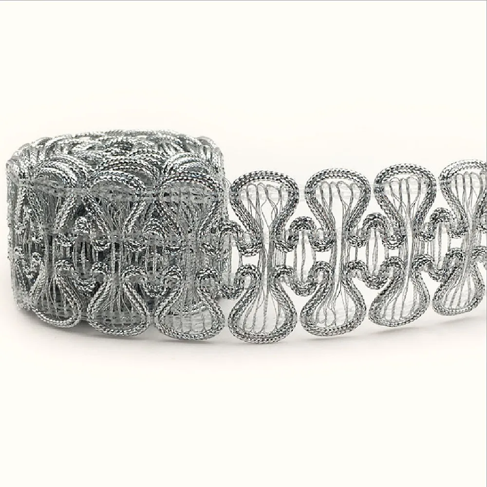 YACKALASI 50 ярдов плетеная Кружевная аппликация виниловая бирка блестящие золотые