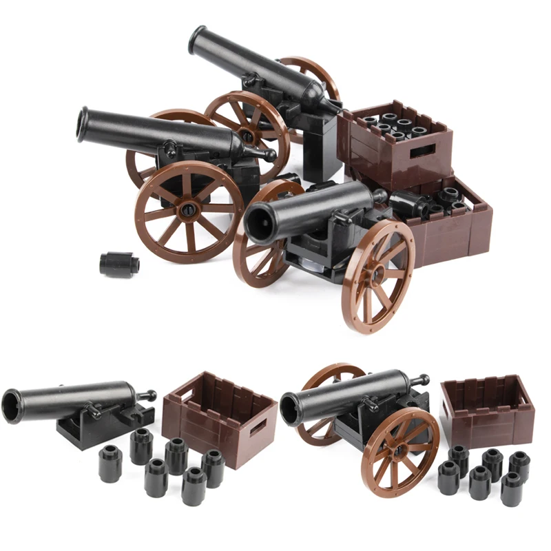 

WWII Military Accessories Building Blocks Medieval Soldiers Figures Weapons Parts Blocks Pirate Boat Cannon Model Blocks Bricks