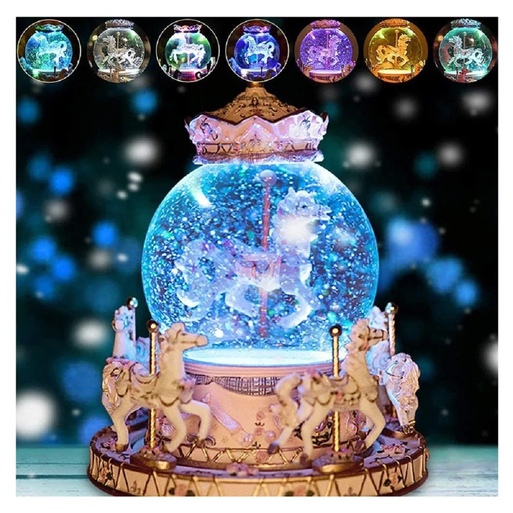 Музыкальная шкатулка Merry-go-round хрустальный шар снежная музыкальная подарок на
