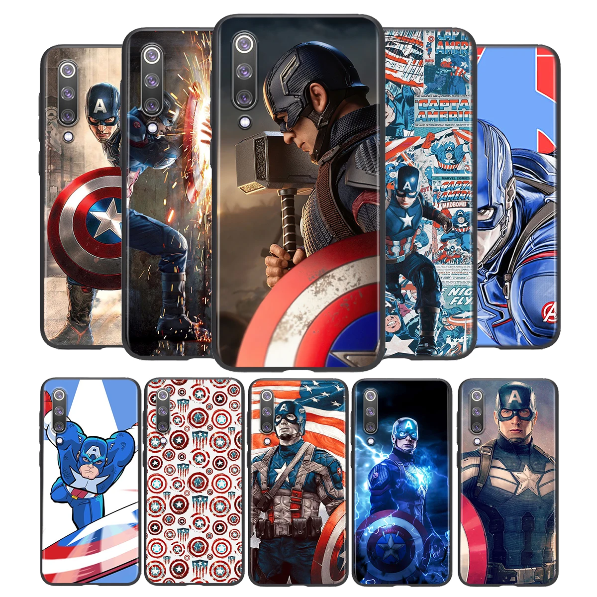 

Avengers Captain America For Xiaomi Mi 8 9 10 11 10i 11i 10 10 11Pro A3 9T 10T Lite Pro Se Ultra 5G Black Soft Phone Case
