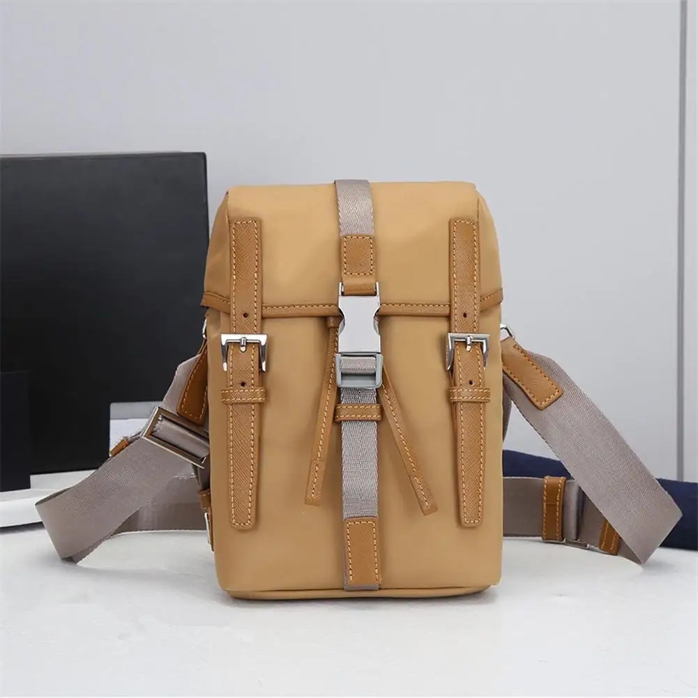 

Unisex gray nylon leather canvas waist bag backpack dual-use sports fitness running multifunctional waterproof portable fashion