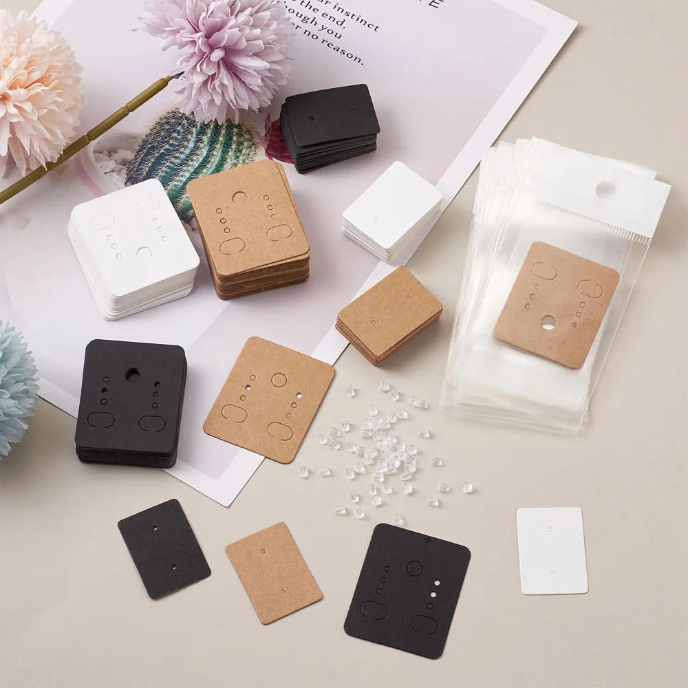 300 шт Серьга Дисплей подвесные открытки 3 цвета Бумага серьги с отделением для