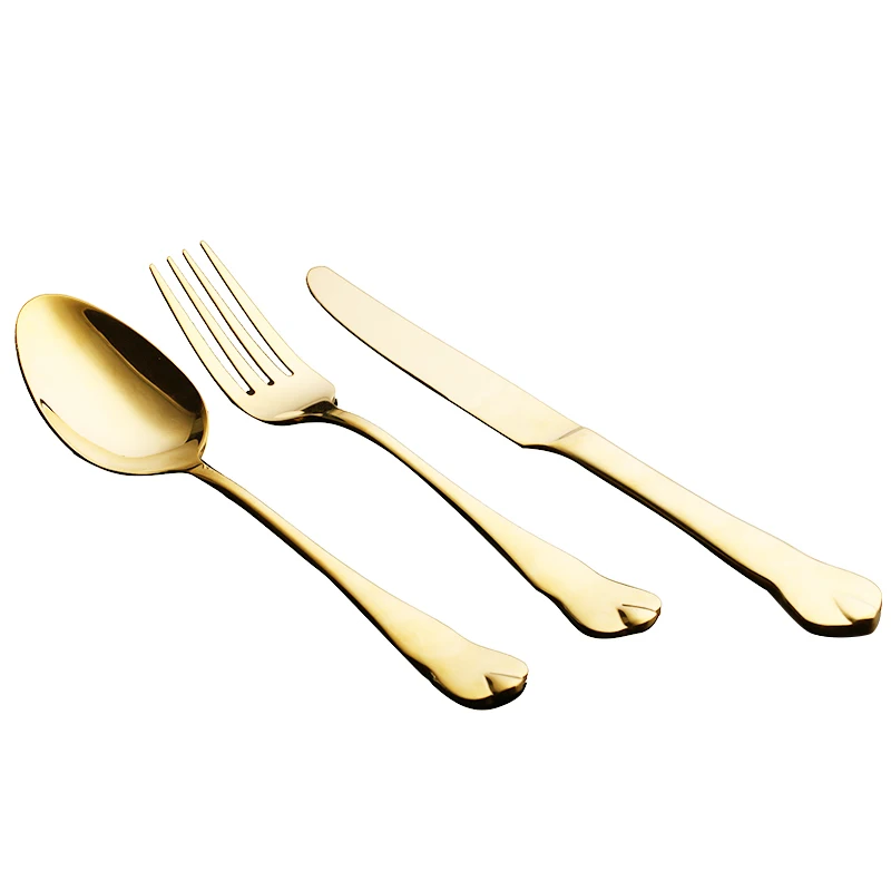 

Gold Art Cutlery Set Creativity Modern Thicken Stainless Steel Dinnerware Set Design Juegos De Vajilla Wedding Decoration EC50CJ