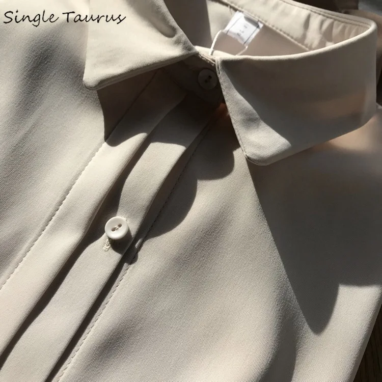 Женская блузка в стиле Харадзюку бежевая на осень элегантная повседневная