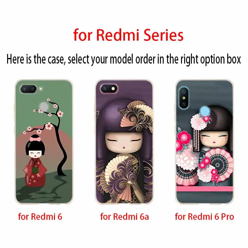 Silicone Case For Xiaomi Redmi 10 9 8 7 6 5 4 A 9at Prime 4x Y3 Cover kawaii Japanese Kokeshi Doll | Мобильные телефоны и