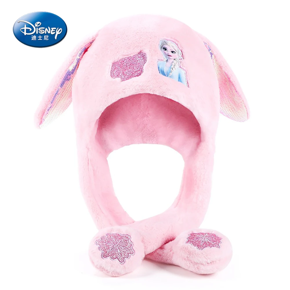

Movable Ears Protection Disney Hat Girls Elsa Winter Cartoon Children Lovely Beanie Woolen Kids Thick Keep Warm Christmas Gift
