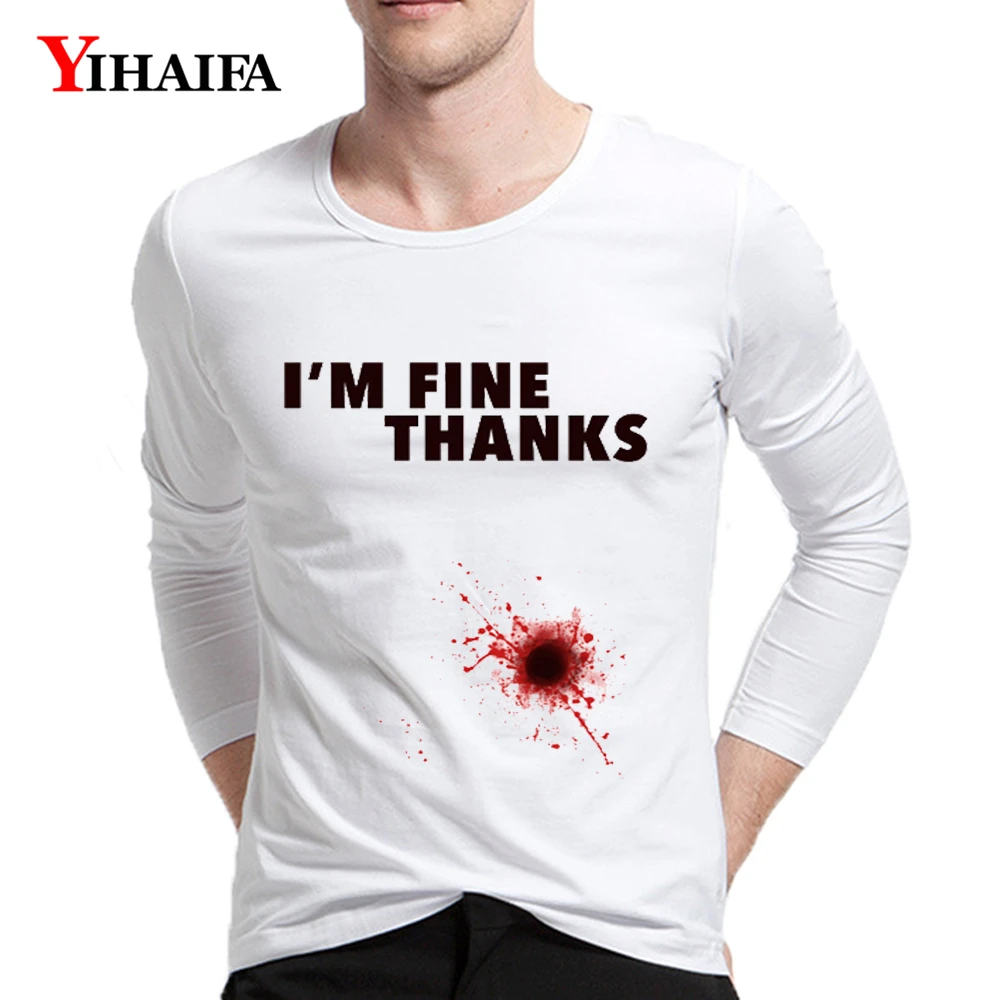 Повседневная мужская футболка с длинным рукавом надписью I'm Fine бейсбольная