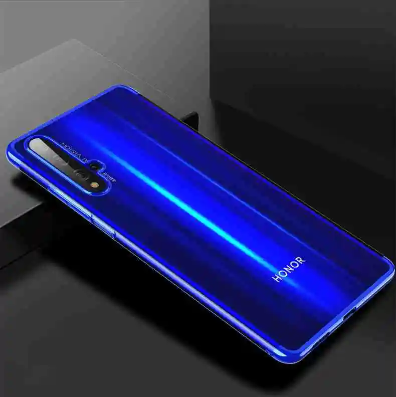 Blue Мягкий чехол из ТПУ с гальваническим покрытием для Huawei Honor 20 Pro 9X Nova 5 Pro 5i P20 Lite Y9 Prime Mate 30 Lite P Smart Plus прозрачный чехол - Цвет: Blue