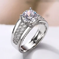 huitan luxury round cz silver color rings women wedding engagement jewelry brilliant anniversary gift timeless styling rings hot