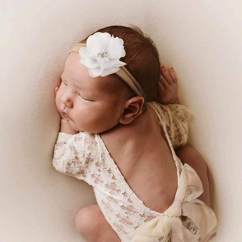 Newborn Photography Clothing Headband+Lace Jumpsuit 2pcs/set Studio Baby Girl Photo Props Accessories Newborn Shooting Clothes