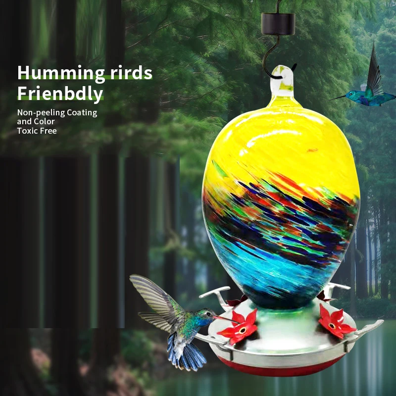 

Outdoor Hummingbird Feeder Hand Blown Glass Hummingbird Feeder Color Premium Brand Hummingbird Feeder Bird Feeder