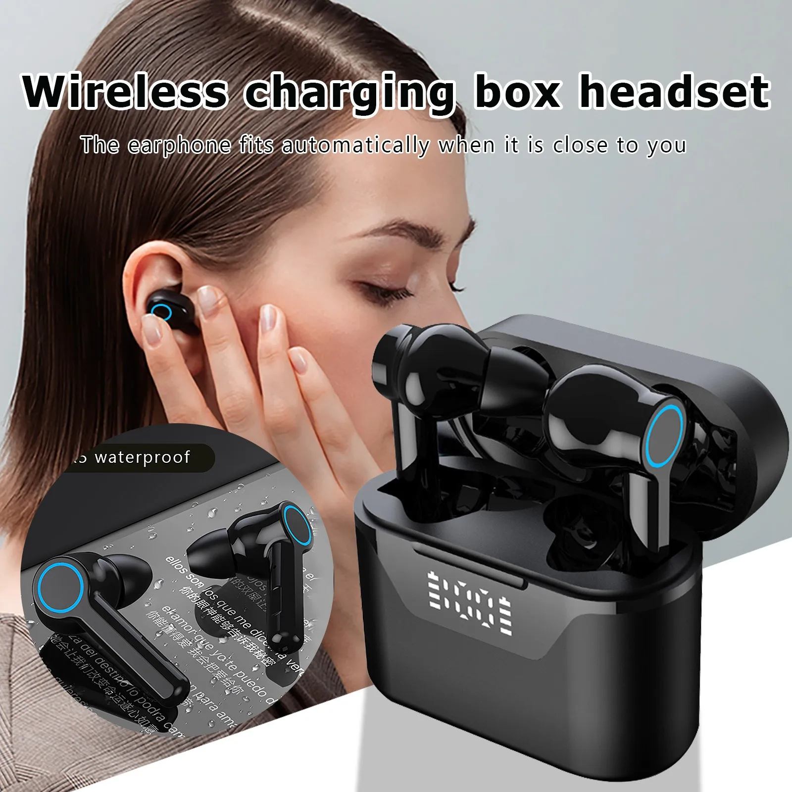 

S709 In-Ear Earphone Smart Digital Display IPX5 Waterproof NFC Dual Stereo Noise Reduction With MIC Sports Bluetooth 5.0 Headset