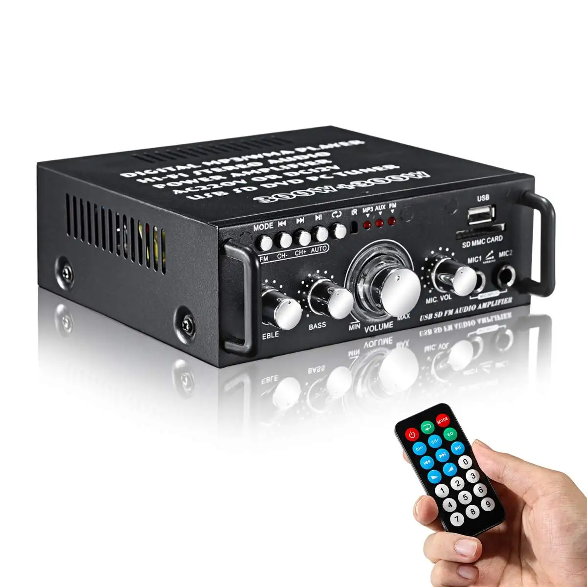 

SUNBUCK 600W 220V/110V HIFI Digital Audio Power Amplifier bluetooth 2CH AUX USB AMP FM Radio SD For Car Home AV-263BT