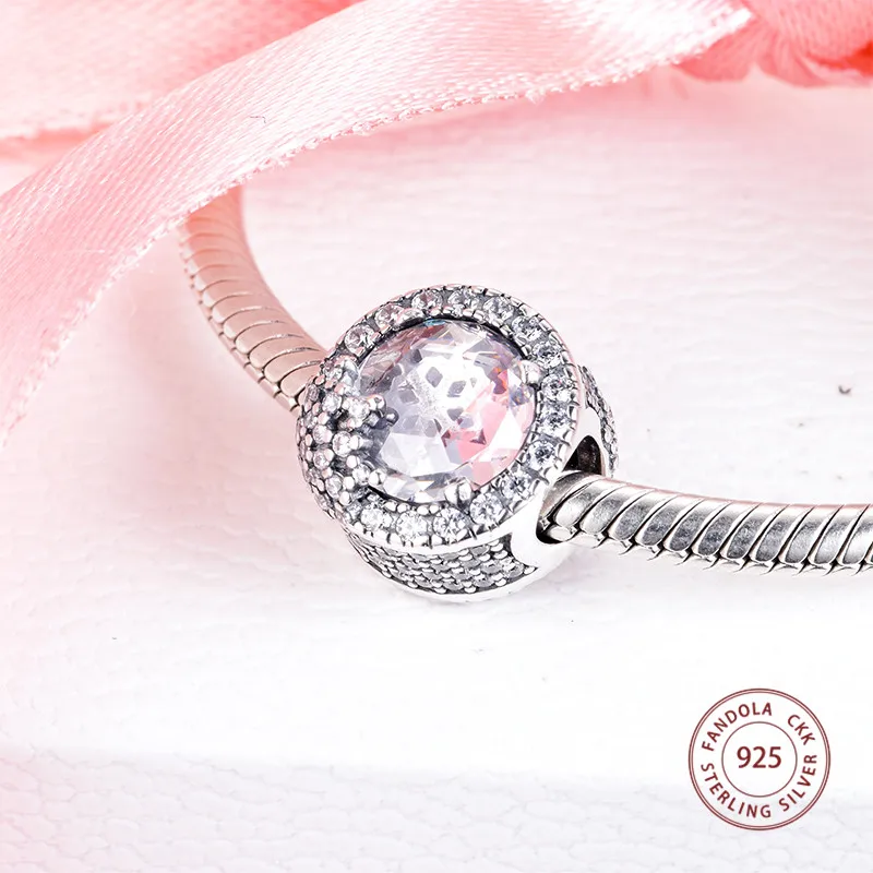 Шарм-бусина из серебра 100% пробы с фианитами | Украшения и аксессуары