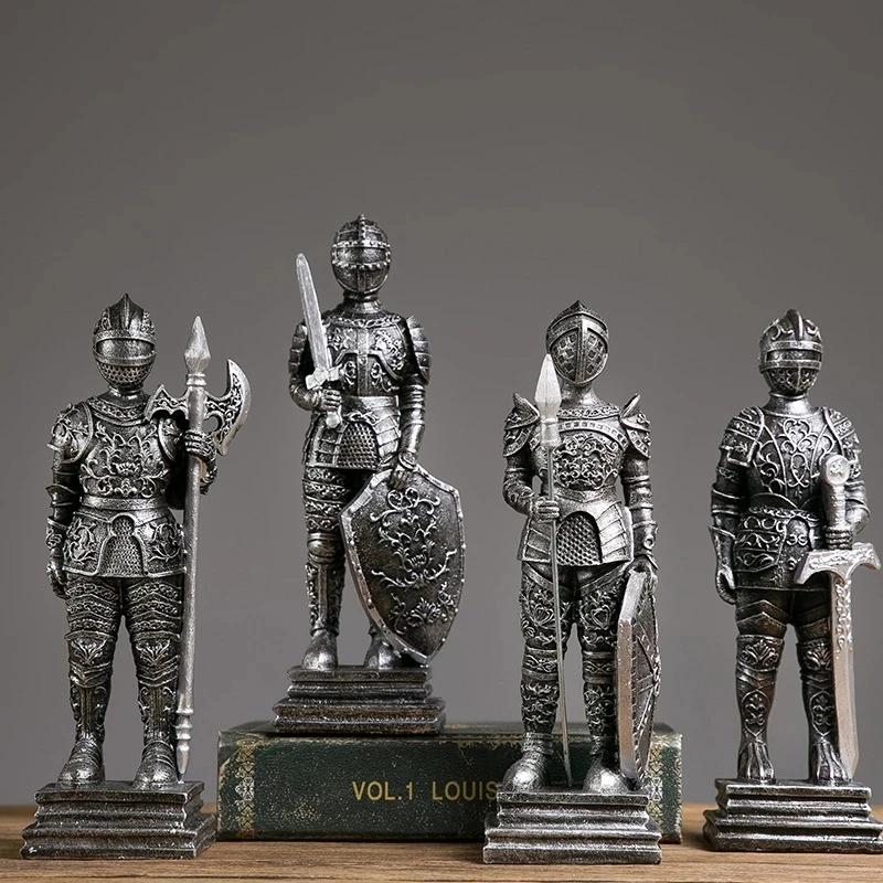 

Retro Roman Armor Soldier Statue Decorations Living Room Wine Cabinet Ornaments Crafts Window Display Warrior Model Accessories