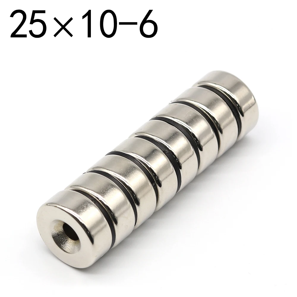 

1/2/5/10Pcs 25x10-6 Round Neodymium Magnet 25mm X 10mm Hole 6mm NdFeB N35 Super Powerful Strong Permanent Magnetic imanes