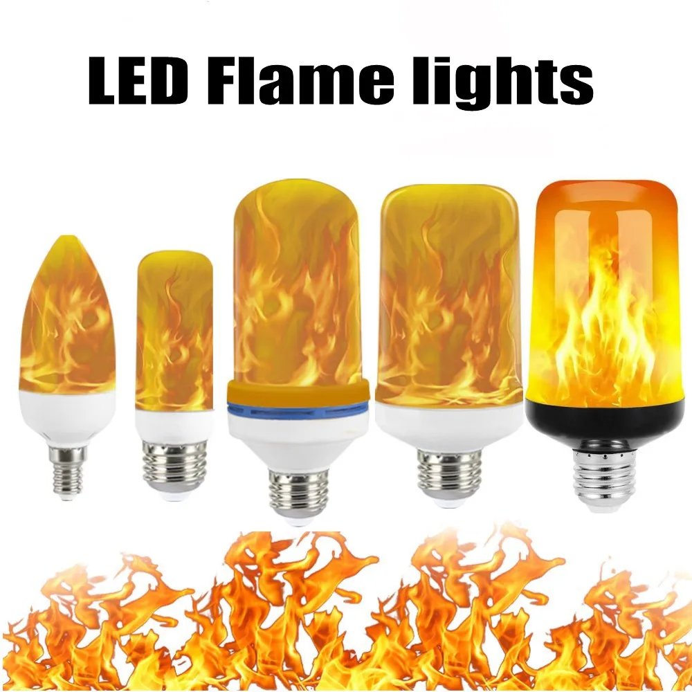 Светодиодная лампочка с эффектом пламени E27 кукуруза E14 B22 Мерцающая