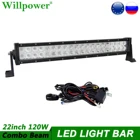 SUV Автомобильная решетка туман светильник s светодиодный бар 120 Вт 22 дюйма LED Противотуманные фары светильник бар для Jeep Chevy 4x4 тягач бездорожья UTV ATV светильник бар пятно света потока дальнего света