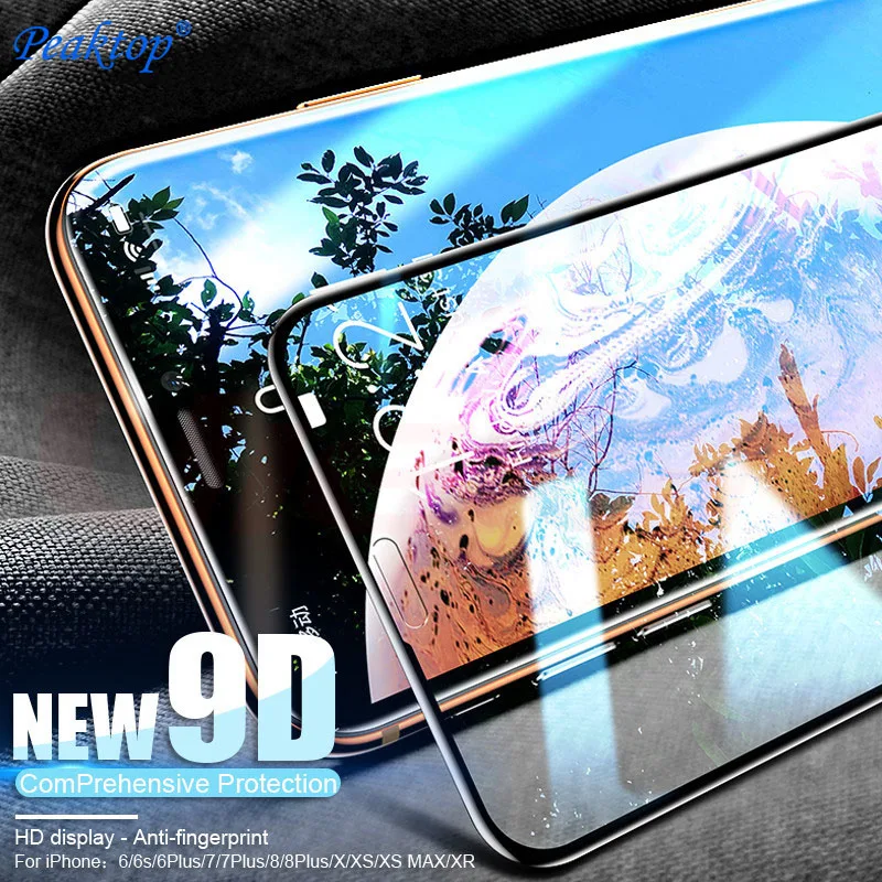 Защитное стекло закаленное 9D для IPhone 6 6S 7 8 X XS MAX 6s Plus X|Защитные стёкла и плёнки